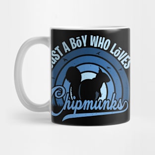 Funy Quote Just A Boy Who Loves A chipmunks Blue 80s Retro Vintage Sunset Gift IdeA for boys Mug